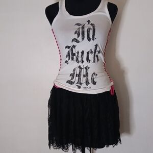 White and Black Graphic Tank Top